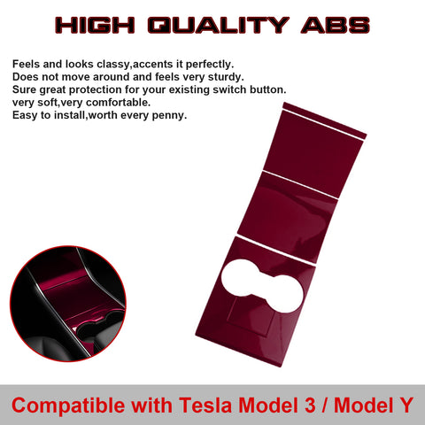 Carbon Fiber Pattern / Red ABS Chrome Plating / White ABS Chrome Plating Center Console Cup Holder Panel Trim for Tesla Model 3 2017-2020