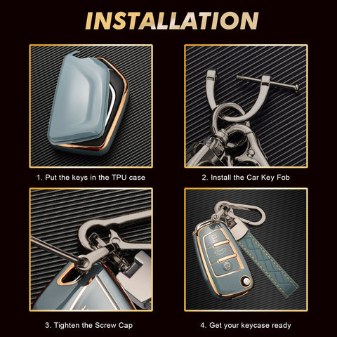 2X TPU Full Cover Flip Smart Key Fob Cover For Audi A1 A3 A4 A6 A8 Quattro