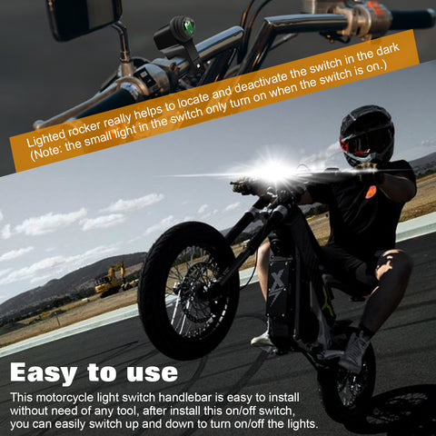 x xotic tech ATV Light Switch 12V Handlebar Switch Motorcycle Light Switch Toggle On/Off Headlight Button Switch For 7/8"(22mm) Handlebars Motorcycle Motorbike Scooter UTV