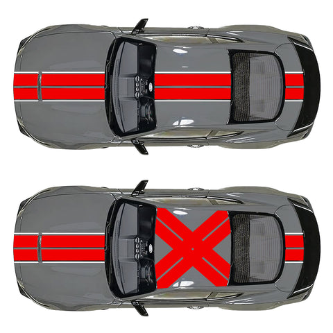 Xotic Tech Glossy Vinyl Racing Stripe Car Hood Graphics Decal Sticker for Hood Roof Rear Trunk Decoration Compatible with Ford Mustang 2015-up