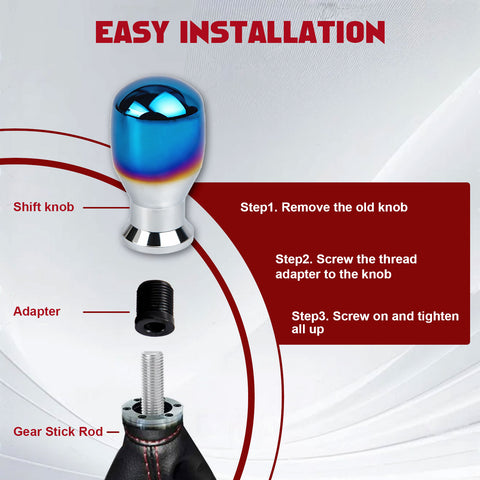 Universal Burnt Blue Alloy Round Ball Shape Car Gear Shift Knob Shifter Lever