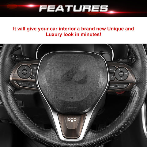Wood Grain Steering Wheel w/ Bottom Piece Cover For Toyota RAV4 2019-2024