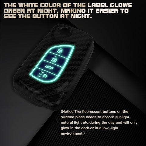 Carbon Fiber Remote Key Fob Shell Case Holder For Toyota RAV4 Corolla w/Keychain