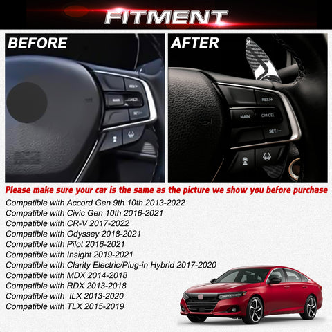 Carbon Fiber Look Steering Wheel Paddle Shifter Extension For Honda Accord Civic