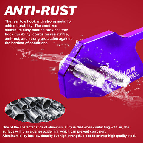 Xotic Tech Auto Aluminum JDM Rear Tow Hook Kit Racing Style Trailer Towing Ring Decoration Car Accessories , Universal Fit Car , Truck , SUV , Most Vehicles (Purple)