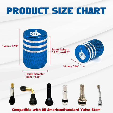 Xotic Tech Tire Valve Stem Caps 4 Pack Anodized Aluminum Tire Valve Cap Set, Corrosion Resistant Air Leakproof Universal Stem Covers for Cars Trucks Motorcycles SUVs and Bikes (Skull Middle Finger)