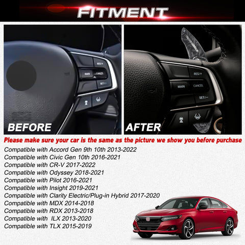 Black Forged Look Steering Wheel Paddle Shifter Extension For Honda Accord Civic