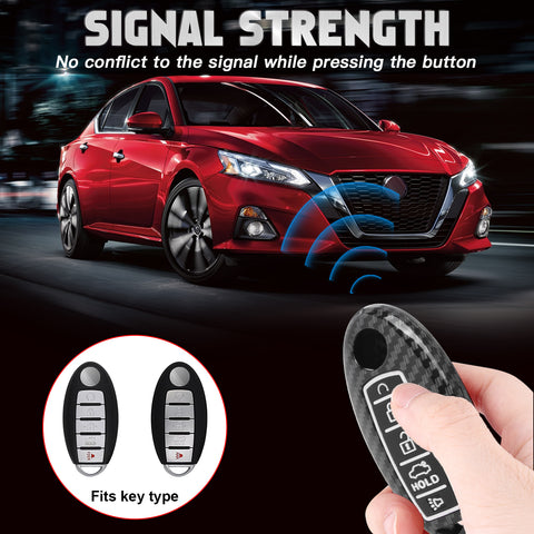 Carbon Fiber Style Full Seal Key Fob Holder Night-Luminous For Infiniti Nissan