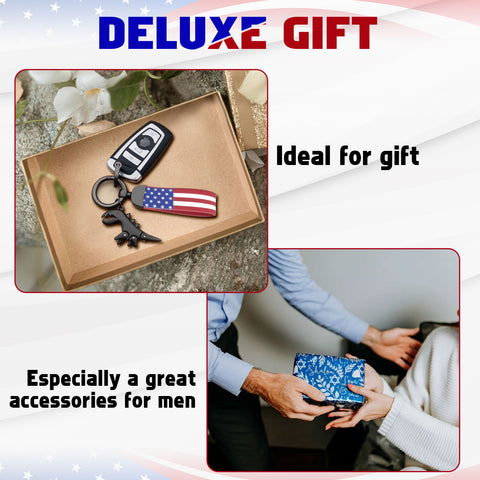 x xotic tech American USA Flag Car Keychain with Zinc Alloy D-Ring 360 Degree Rotatable Anti-Lost Auto Key Chain, Universal Fit for Truck, Ford, Jeep, Men Car Accessories