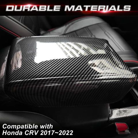 Carbon Fiber Style Storage Armrest Box Protective Cover For Honda CR-V 2017-2022