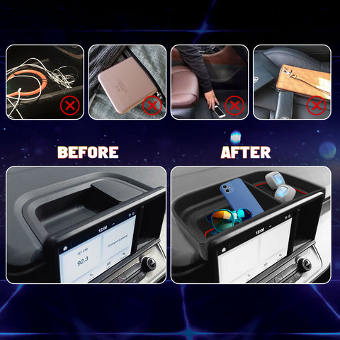 Xotic Tech Center Console Dash Tray Dashboard Storage Box Organizer Compatible with Ford 2022 2023 2024 Maverick Accessories Dash Insert Tray with Anti-Slip Mat (Red)