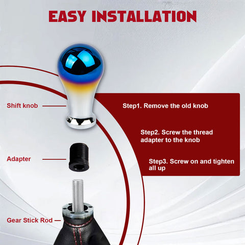 Universal Burnt Blue Alloy Round Ball Shape Car Gear Shift Knob Shifter Lever