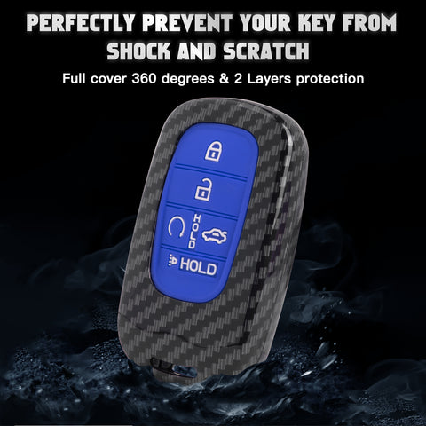 Carbon Style Shell+Silicone Cover Smart Key Fob Case Holder For Honda Civic Accord Pilot CR-V HR-V