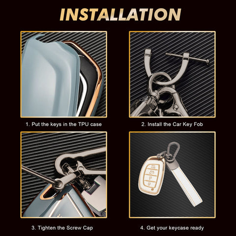 2X White TPU Full Cover Remote Key Fob Cover For Hyundai Elantra Ioniq Sonata