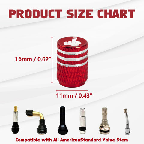 Xotic Tech Tire Valve Stem Caps 4 Pack Anodized Aluminum Tire Valve Cap Set, Corrosion Resistant Air Leakproof Universal Stem Covers for Cars Trucks Motorcycles SUVs and Bikes (Middle Finger)