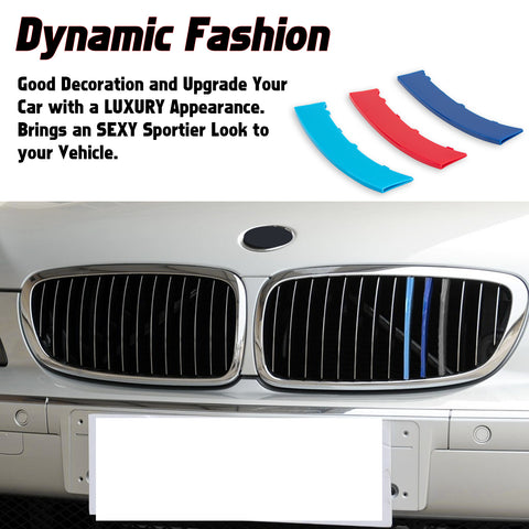Tri-Colored Front Kidney Grille Strips Clip Cover For BMW 7 Series E65 E66 06-08