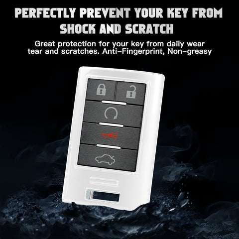 Xotic Tech Glossy ABS Key Fob Shell Cover, Compatible with Cadillac ATS CTS XTS DTS SRX Escalade Chevrolet C7 Corvette 4 5 6 Buttons Smart Keyless Entry Key OUC6000066 5923887 22756465