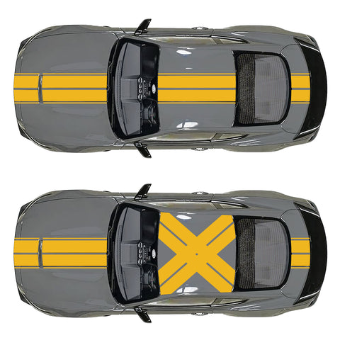 Xotic Tech Glossy Vinyl Racing Stripe Car Hood Graphics Decal Sticker for Hood Roof Rear Trunk Decoration Compatible with Ford Mustang 2015-up