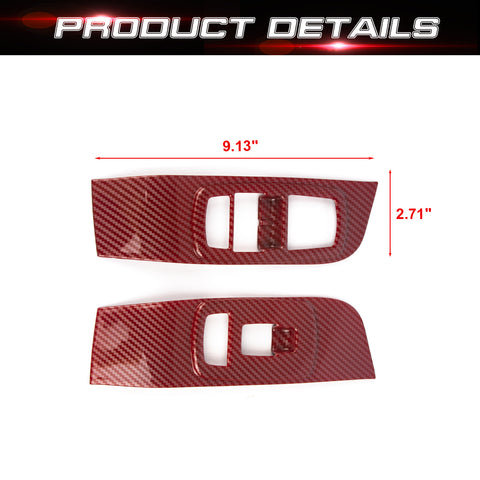 Window Lift Trim Door Lock Switch Panel Cover Compatible with Dodge Challenger 2015-up Interior Accessories Decoration 2Pcs/Set
