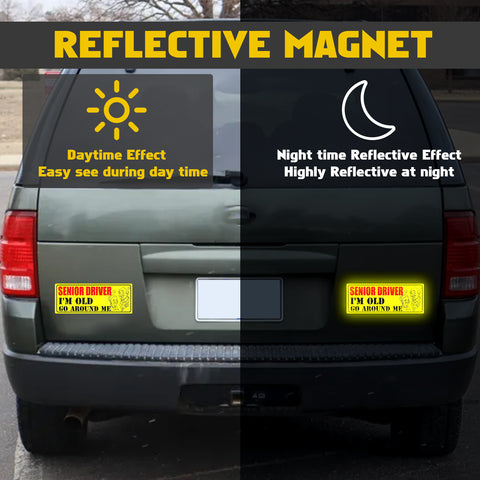 x xotic tech Elderly Driver Car Magnet Reflective Senior Driver Magnet Signs for Car Old People Gag Gifts Yellow Sign Magnetic Bumper Sticker for Grandma Grandpa
