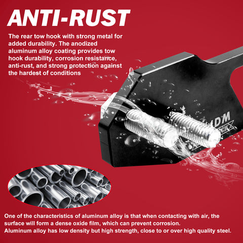 Black Bolt-on Aluminum Alloy JDM Racing Style Car Rear Tow Hook Kit Universal