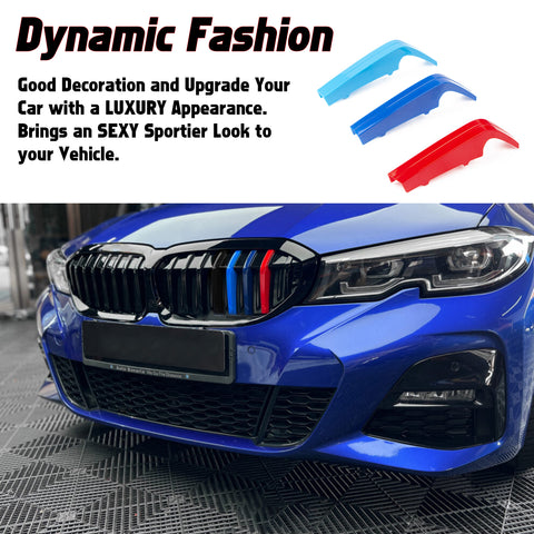 x xotic tech M-Colored Stripe Grille Insert Trims Compatible with BMW 3 Series G20 2023 330i 330e 320i 320d Sedan Kidney Grill (8-Beams Standard Grille)