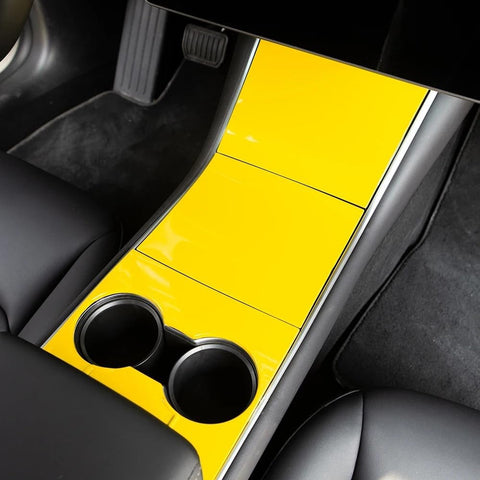4X Yellow Interior Water Cup Holder Frame Trim For Tesla Model 3 17-20 Model Y 2020