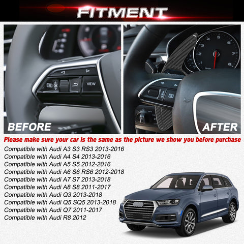 Carbon Fiber Black Steering Wheel Paddle Shifter Extension For Audi A4 A5 A6 A7