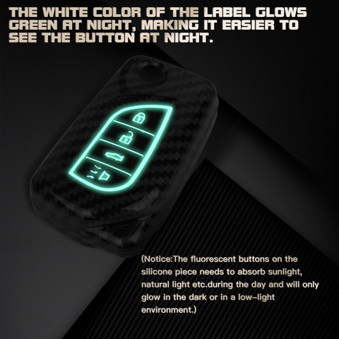 Carbon Fiber Remote Key Fob Shell Case Holder For Toyota RAV4 Corolla w/Keychain