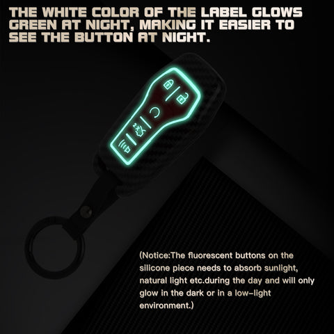 Carbon Fiber Texture Remote Key Holder Case Skin For Ford Mustang Edge Fusion Lincoln