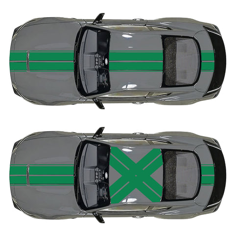 Xotic Tech Glossy Vinyl Racing Stripe Car Hood Graphics Decal Sticker for Hood Roof Rear Trunk Decoration Compatible with Ford Mustang 2015-up