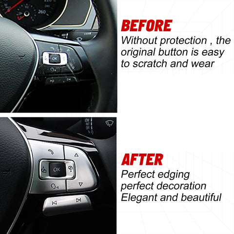 6pcs Silver Steering Wheel Control Button Cover Trim Decoration for Volkswagen Passat Golf SportWagen Alltrack Tiguan Altas Arteon 2016-up