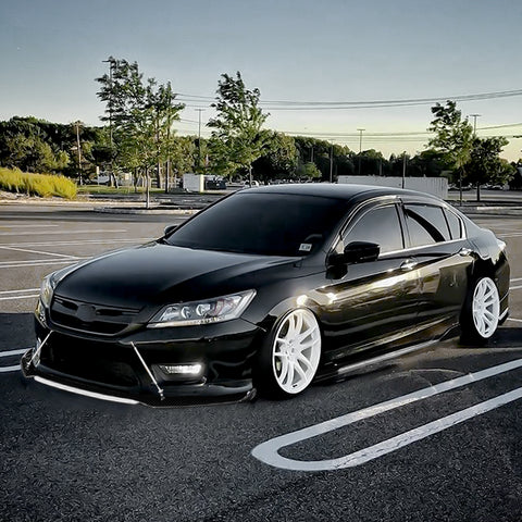 Front Bumper Lip Chin Spoiler+ 2M Side Skirt Winglets Diffusers+ Adjustable 10"-13" Support Rod Compatible with Honda Accord Civic or VW MK5 MK6 MK7 or Kia Optima, Carbon Fiber w/White