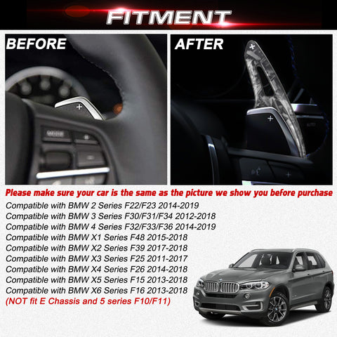 Black Forged Style Steering Wheel Paddle Shifter Extension Kit For BMW X1 X4 X5