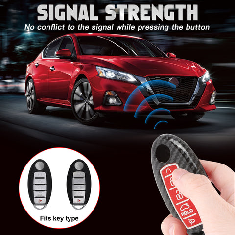 Carbon Fiber Style Full Seal Key Fob Holder Night-Luminous For Infiniti Nissan