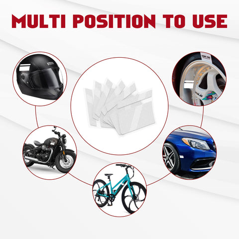 Auto Universal Fit Racing Style 4Pcs Front Hood Fender Double Hash Stripe Stickers + 6Pcs Reflective Wheels Rim Safety Warning Stickers+ 4Pcs Rearview Mirror Slash Mark Decals Set