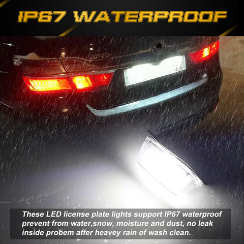x xotic tech LED License Plate Lights Tag Lamps Replacement Compatible with Toyota Camry Highlander Prius C Avalon Yaris, Error Free 6000K Xenon White, 2Pcs