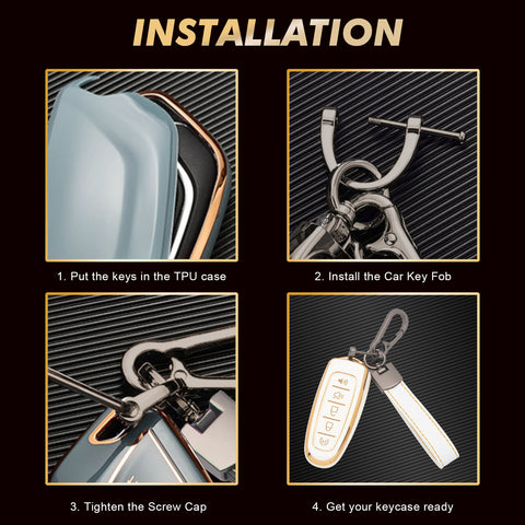 2X White TPU Full Cover Smart Key Fob Cover For Ford CMAX Edge Escape Expedition