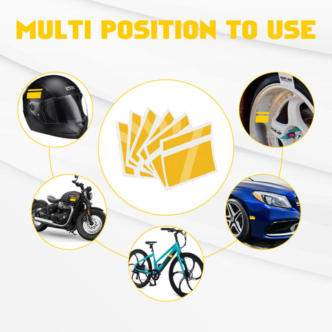 6Pcs Yellow Car Reflective Sporty Racing Style Tire Rim Stickers For 18-21 Inch Wheels