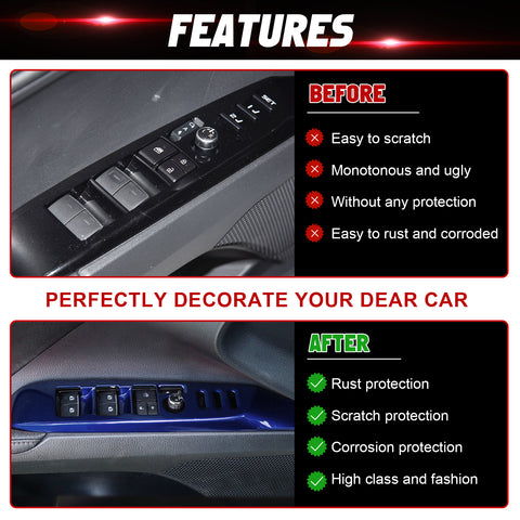 4pcs/Set Window Lift Switch Panel Molding Trim Fit Toyota Camry XV70 2018-2025