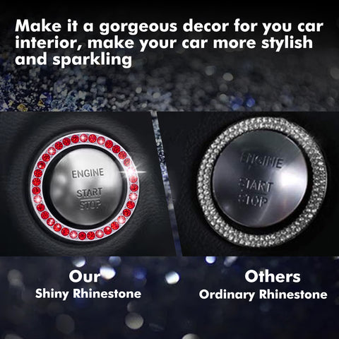Crystal Rhinestone Car Engine Start Stop Button Bling Ring Cover Accessories