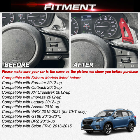 Red Aluminum Paddle Shifter Extension For Subaru Forester Outback Legacy 2012-up