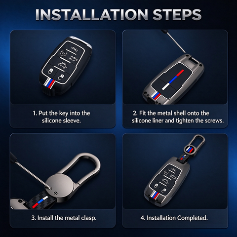 Gunmental Heavy Duty Remote Key Fob Cover Case w/Keychain for RAM 1500 2500 3500