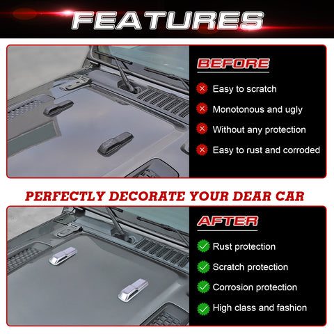 x xotic tech Front Engine Hood Hinge Cover Trim Decoration Exterior Accessories Compatible with Jeep Wrangler JL JLU 2018-up & Gladiator JT Truck 2/4 Door 2020-up (2Pcs)