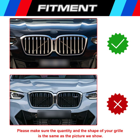 M-Colored Stripe Grille Insert Trims Compatible with BMW X3 G01 or X4 G02 2022 2023, Not fit for X3 X4 M40i (7-Beams Standard Kidney Grille)