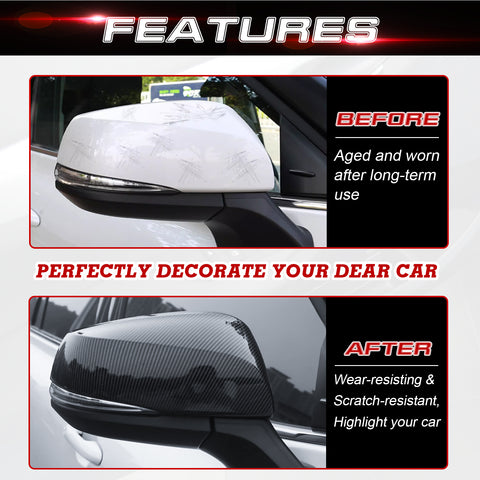 x xotic tech Carbon Fiber Style Rearview Mirror Cover Trim Molding Compatible with Toyota Highlander 2020+, Grand Highlander 2024+, RAV4 2019+, RAV4 Prime 2021+ ABS Car Decoration Exterior Accessories