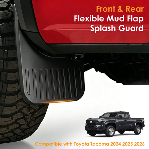x xotic tech Mud Flaps Splash Guard Compatible with Toyota Tacoma 2024 2025 2026, No Drill Front & Rear Mudguards Fender Protector Set w/Hardware Pickup Truck Accessories(4PCS)