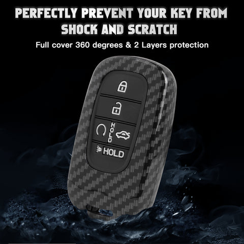 Carbon Style Shell+Silicone Cover Smart Key Fob Case Holder For Honda Civic Accord Pilot CR-V HR-V