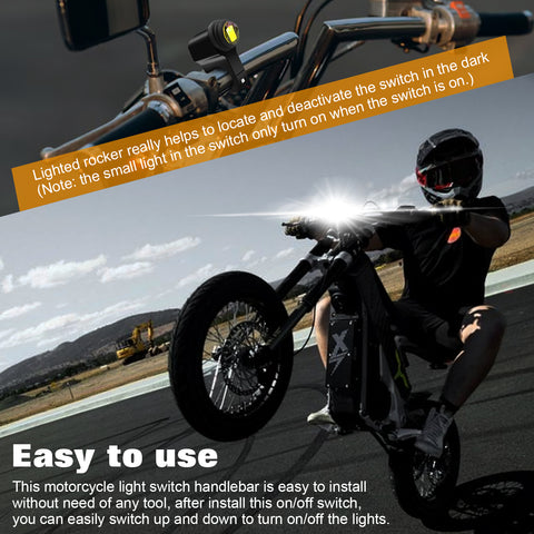 x xotic tech ATV Light Switch 12V Handlebar Switch Motorcycle Light Switch Toggle On/Off Headlight Button Switch For 7/8"(22mm) Handlebars Motorcycle Motorbike Scooter UTV