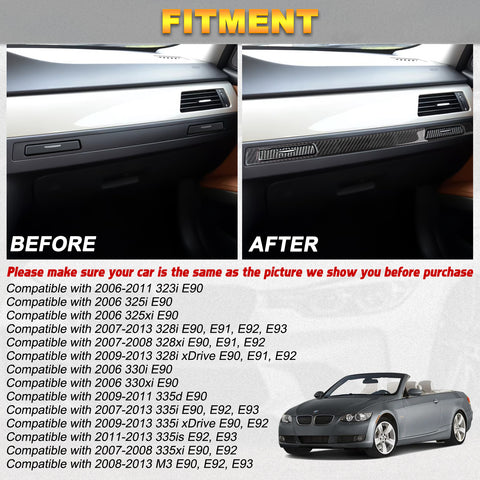 Real Carbon Fiber Copilot Cup Holder Strip Trim For BMW 3 Series E90 E92 E91 E93 2005-12